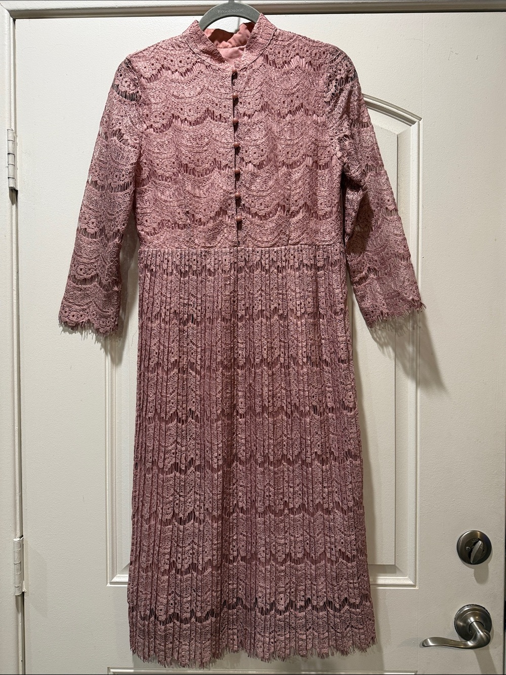 Dusty Pink Lace Midi Dress